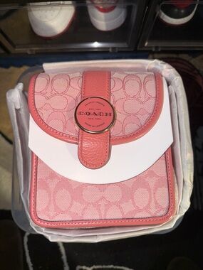 COACH Pink north south Lonnie crossbody signature jacquard new